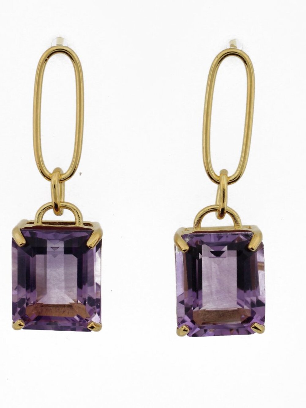 Meredith Leigh Designs Gold Sterling Silver Amethyst Earrings 11.45 CTW